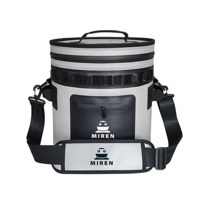 25 ক্যান ডার্ক গ্রে গোলাকার কুলার লিকপ্রুফ এবং ওয়াটারপ্রুফ আউটডোর অ্যাডভেঞ্চারের জন্য নরম কুলার ব্যাগ